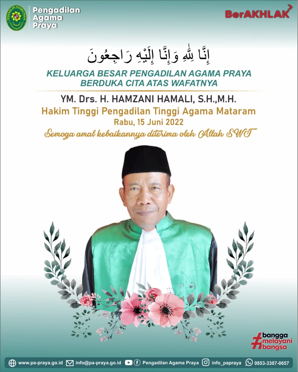 Turut Berdukacita atas wafatnya Bpk  Drs.H.Hamzani Hamali, S.H., M.H, , 